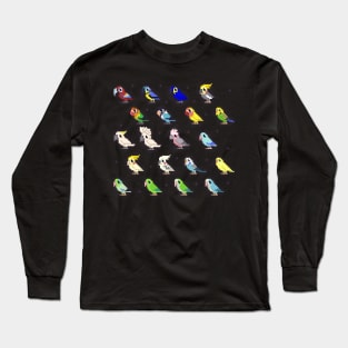 Pixel Parrot Pattern Long Sleeve T-Shirt